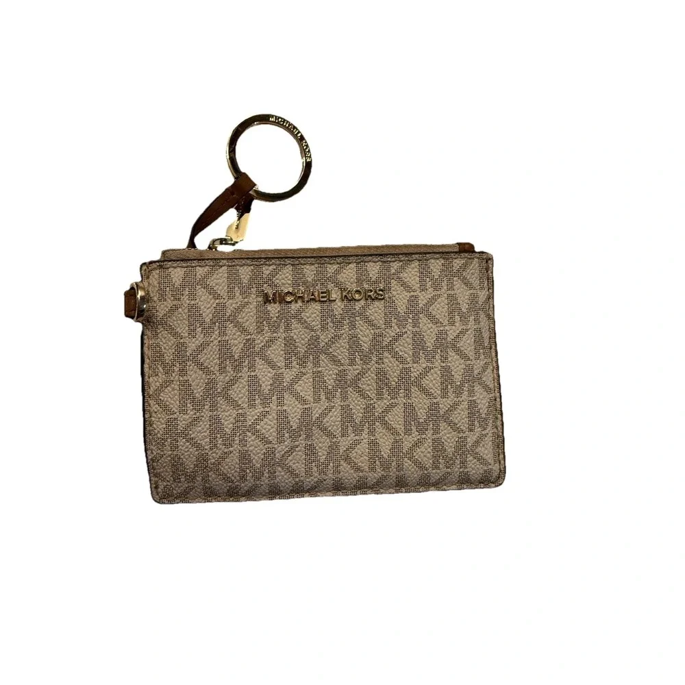 MICHAEL KORS JET‎ SET TRAVEL COIN KEYCHAIN ID POUCH TAN BROWN